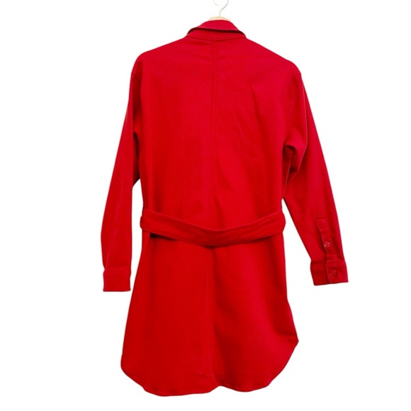 NWT MOTHER Cadet Denim Belted Mini Shirtdress in Haute Red Size M - Picture 10 of 15